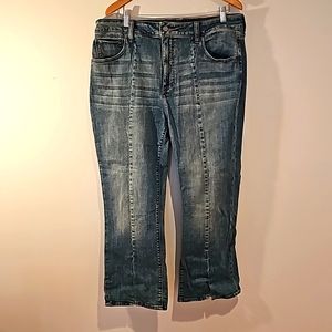 EUC LUCKY BRAND JEANS, 16W, Emma Mini Boot, Distressed